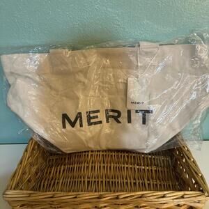 Merit Beauty The Everything Bag Tote Canvas Make up Bag New w Tags